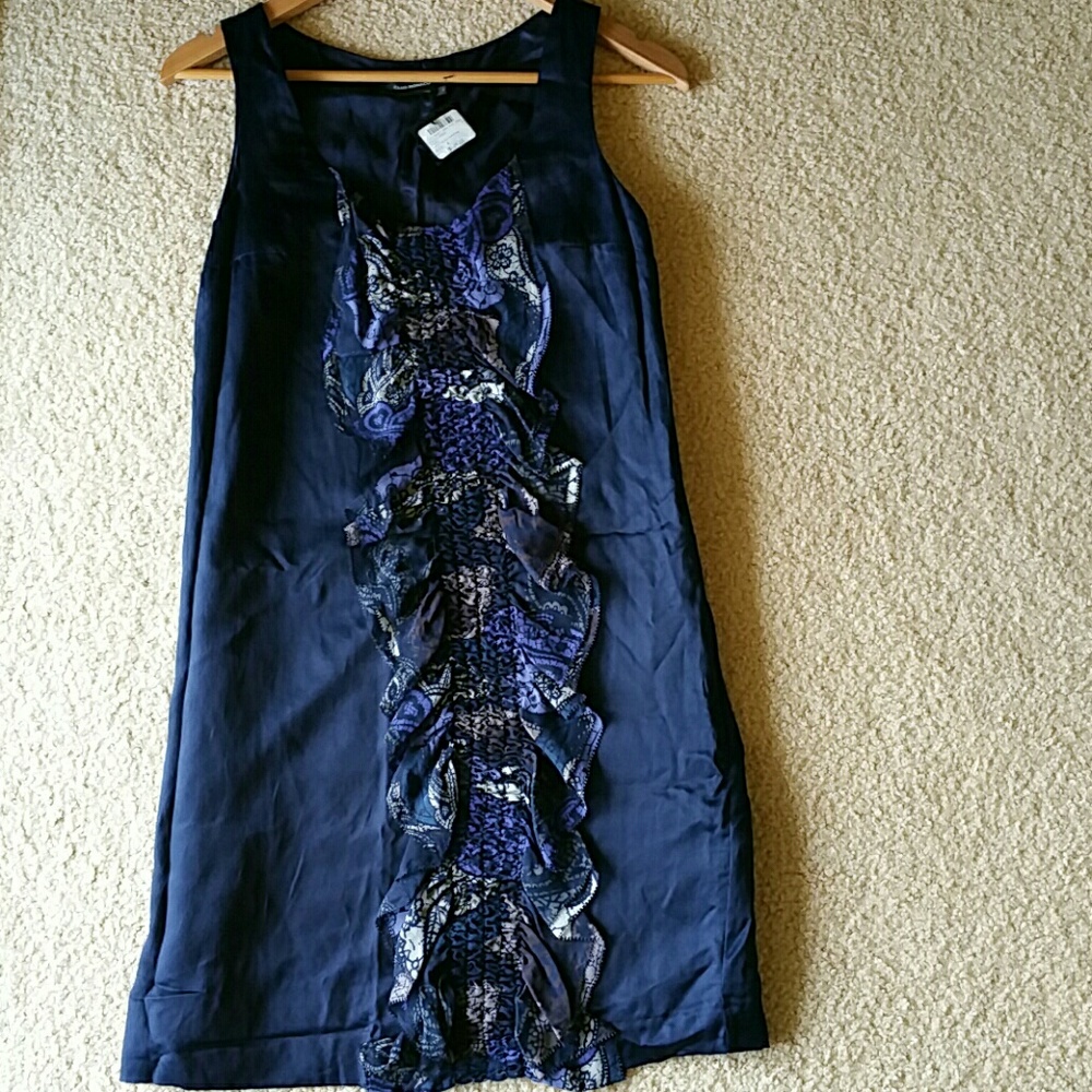 Club Monaco Navy Blue Paula Cotton Silk Dress 4